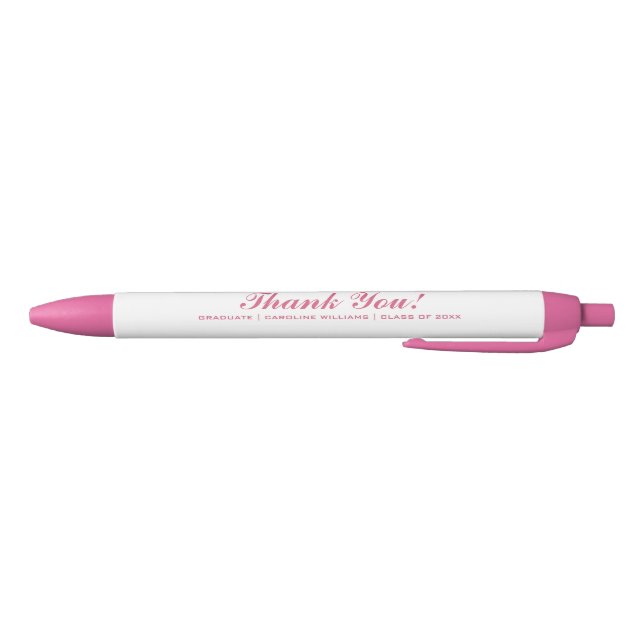 Stylo Noir Fête de graduation rose Favoriser personnalisée (Bas)