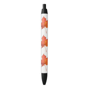 Stylo Noir Feuille d'érable d'aquarelle