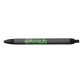 Stylo Noir Feuilles de Monstera Vertes
