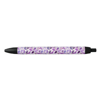Stylo Noir Feuilles Violettes