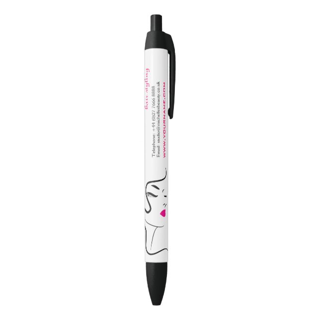 Stylo Noir Fille avec cheveux ondulés Coiffure icône de marqu (Bas (Vertical))