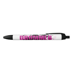 Stylo Noir Fille batteur avec un texte amusant violet et noir