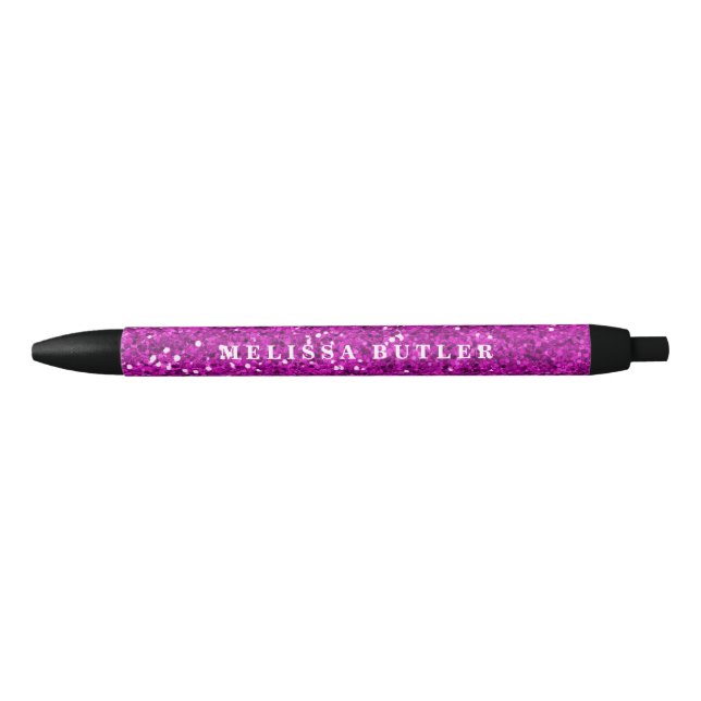Stylo Noir Fille Parties scintillant rose tendance (Devant)