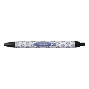 Stylo Noir filles personnalisées nom bleu gris volleyballs