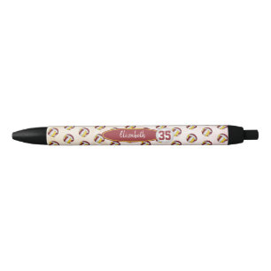 Stylo Noir filles personnalisées nom maron or volleyballs