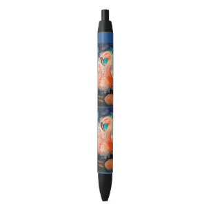 Stylo Noir Flamant rose pelucheux