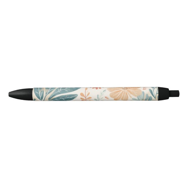 Stylo Noir Fleur Abstraite (Devant)