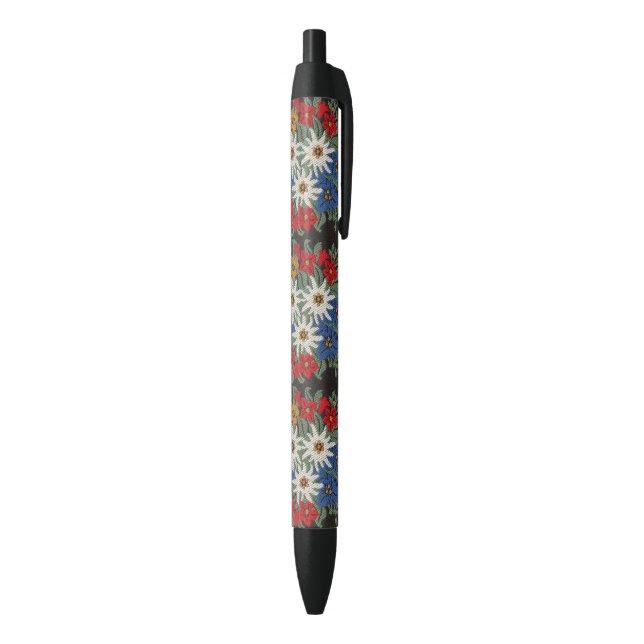 Stylo Noir Fleur alpine suisse d'edelweiss (Bas (Vertical))