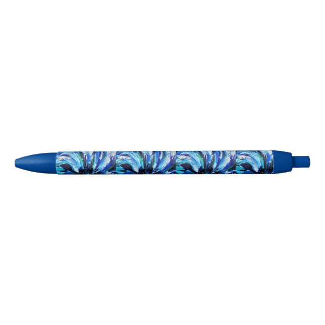 Stylo Noir Fleur bleue (Devant)