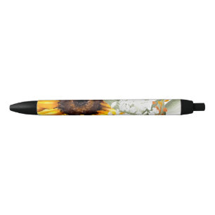 Stylo Noir Fleur de tournesol Jaune Floral Rustique Automne F