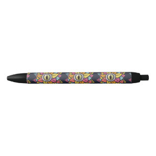 Stylo Noir Fleur Oeil Éffrayant Coloré Bizarre Art Surréel
