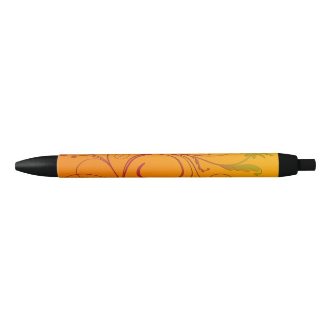 Stylo Noir Fleur orange (Devant)