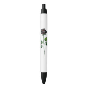 Stylo Noir Fleur rose noire