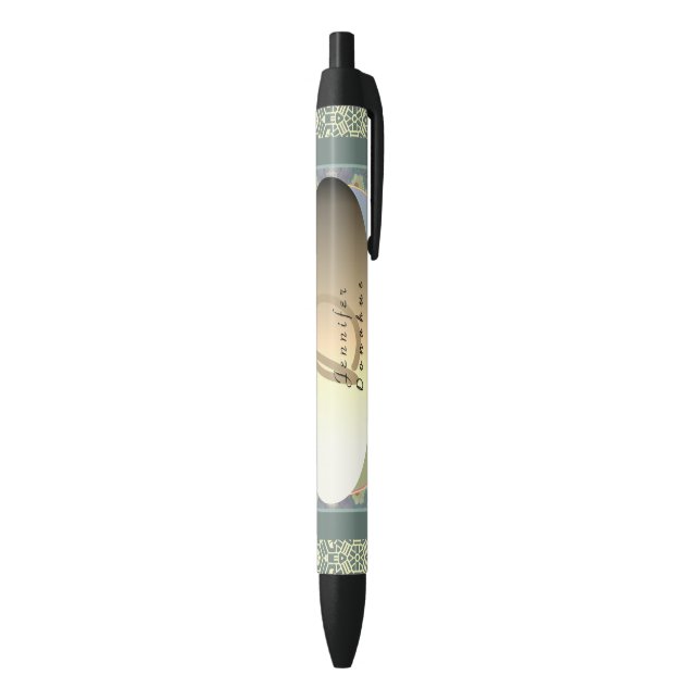 Stylo Noir Fleur sauvage monogramme (Bas (Vertical))