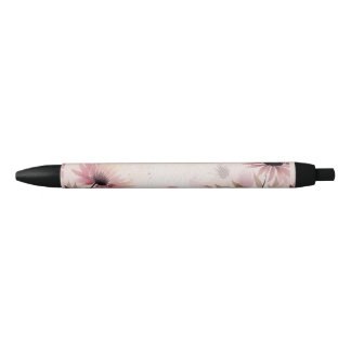 Stylo Noir Fleurs aquarelles mignonnes ModernSimple
