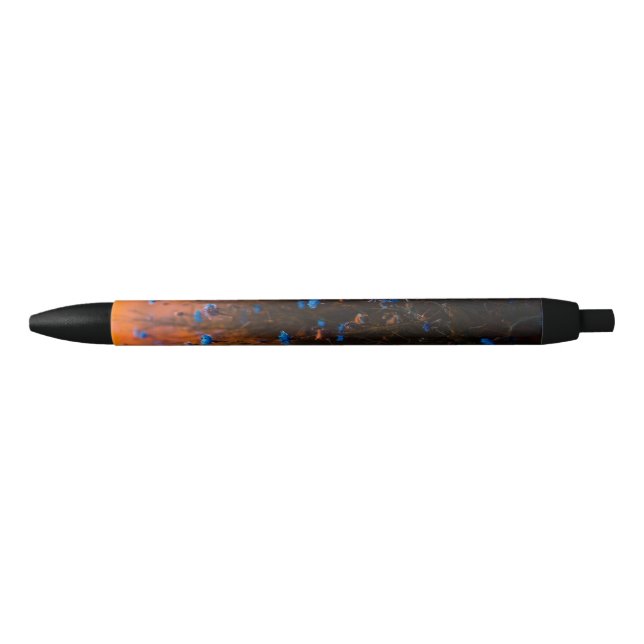 Stylo Noir Fleurs bleues (Devant)