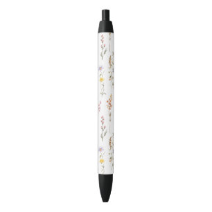 Stylo Noir Fleurs colorées, Fleurs sauvages, Fleurs de Jardin