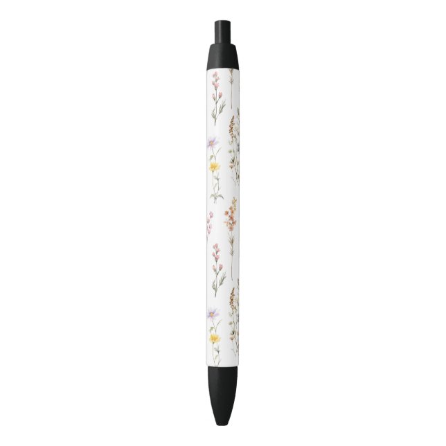 Stylo Noir Fleurs colorées, Fleurs sauvages, Fleurs de Jardin (devant Vertical)