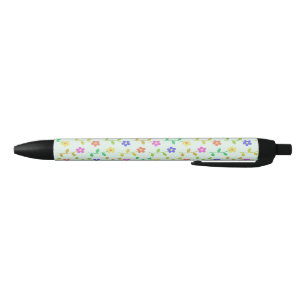 Stylo Noir Fleurs colorées, Motif Floral, Verdure, Boho