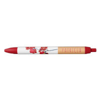 Fleurs d'aquarelle rouge avec étiquette en cuivre