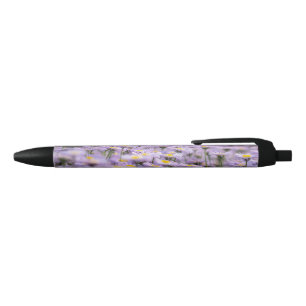Stylo Noir Fleurs d'aster violet