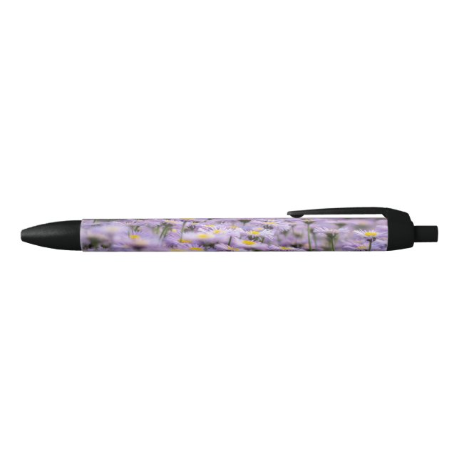 Stylo Noir Fleurs d'aster violet (Haut)
