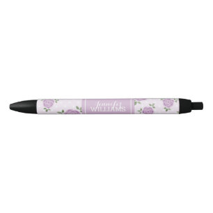Stylo Noir Fleurs de lavande mignonnes