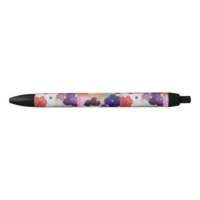 Stylo Noir Fleurs de printemps de l'anémone (Devant)