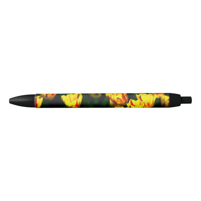 Stylo Noir Fleurs de tulipe jaune (Devant)