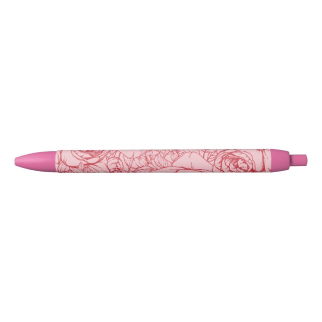 Stylo Noir Fleurs Motif 14 (Devant)