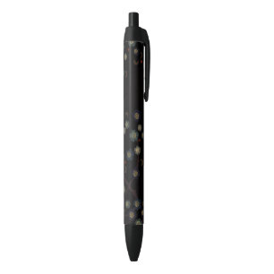 Stylo Noir Fleurs multicolores sur fond noir
