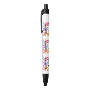 Stylo Noir Fleurs partout