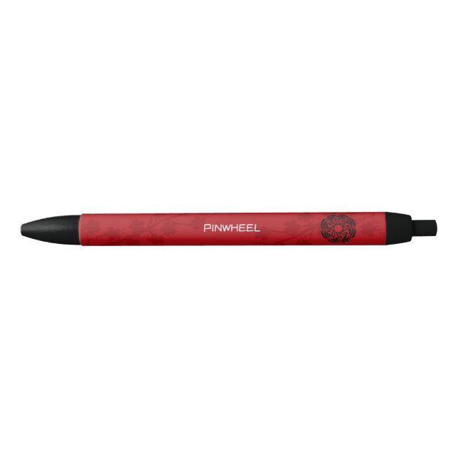 Stylo Noir Fleurs rouges gras (Devant)