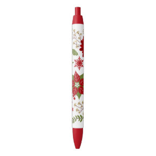 Stylo Noir fleurs rustiques modernes de Noël