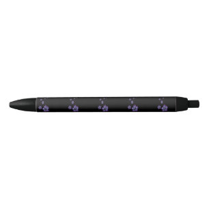 Stylo Noir Fleurs violettes