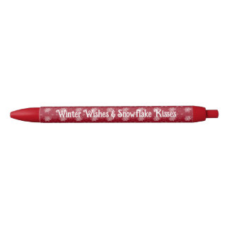 Stylo Noir Flocon de neige de Noël sur Ruby Red