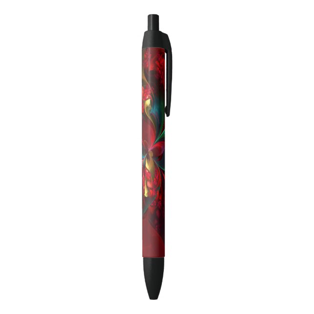 Stylo Noir Floral moderne Art Abstrait Rouge Vert Motif #11 (Bas (Vertical))