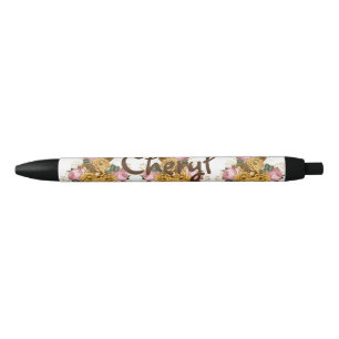 Stylo Noir Floral Retour à l'école