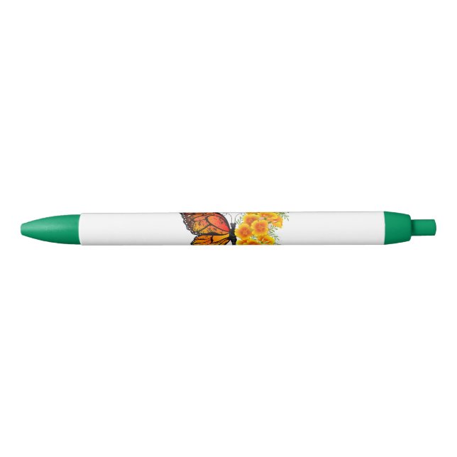 Stylo Noir Flower Butterfly with Yellow California Poppy (Devant)