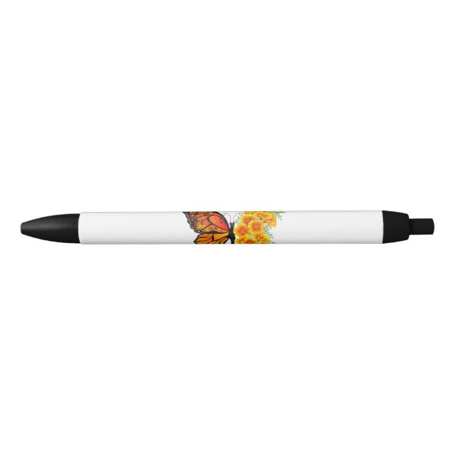 Stylo Noir Flower Butterfly with Yellow California Poppy (Devant)