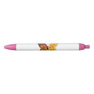 Stylo Noir Flower Butterfly with Yellow California Poppy