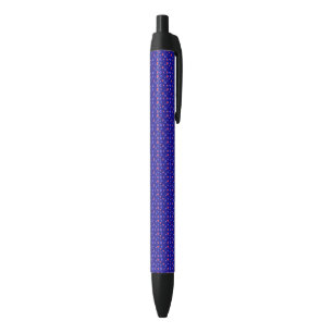 Stylo Noir Fond bleu avec des étoiles rouges, blanches et ble