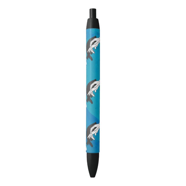 Stylo Noir Fourmilier sur Bleu (devant Vertical)