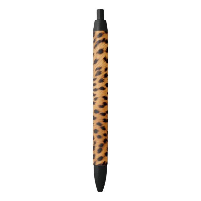 Stylo Noir Fourrure animale Cheetah (devant Vertical)