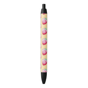 Stylo Noir fraise d'aquarelle jaune