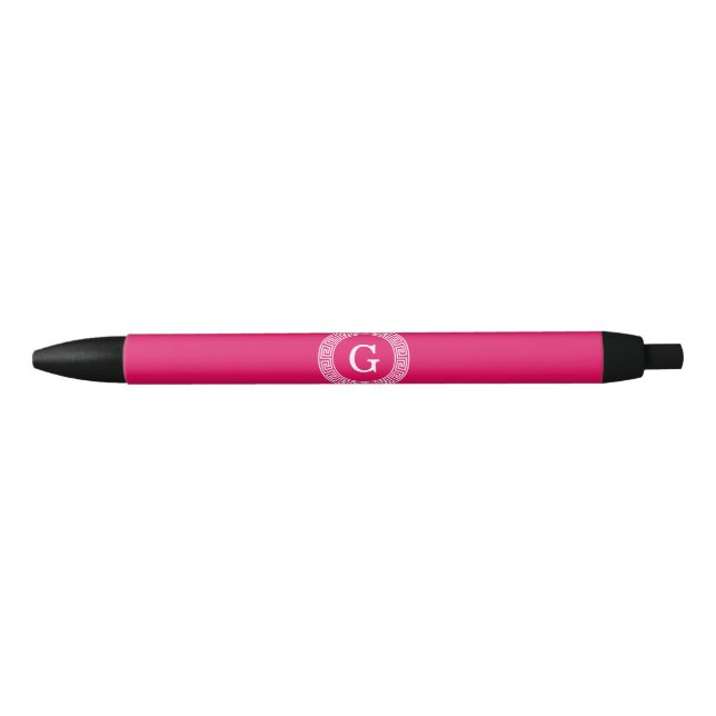 Stylo Noir Framboise Wht Grille Grecque Cadre De Rand Premier (Devant)