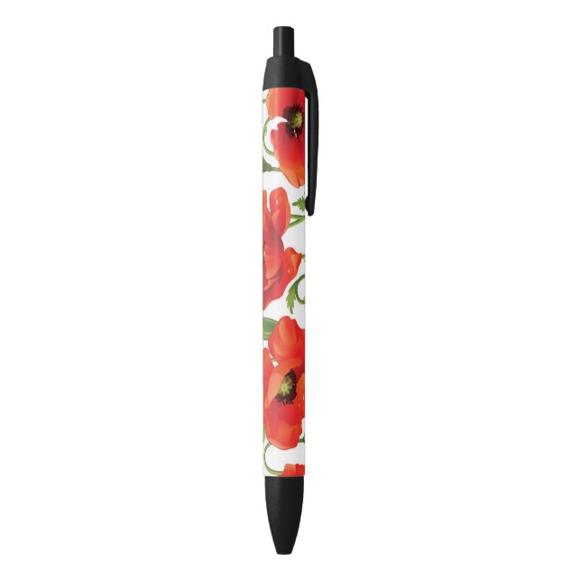 Stylo Noir Frontière horizontale avec le pavot rouge (Bas (Vertical))