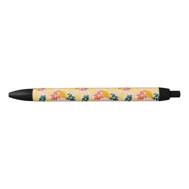 Stylo Noir Fruit de citron d'été frais (Devant)