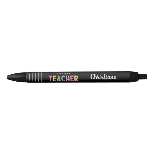 Stylo Noir Futur enseignant personnalisé cadeau coloré (Devant)