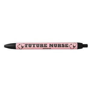 Stylo Noir Futur Infirmière Stethoscope Coral Pink personnali